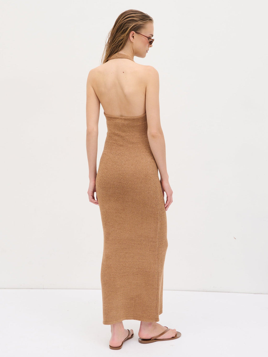 Amoura Knit Trim Detail Midaxi Dress - Deep Tan