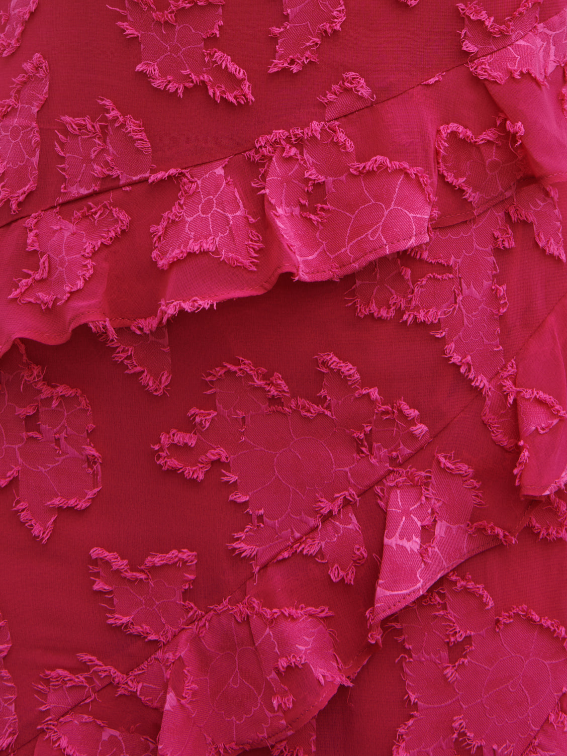 Aryana Jacquard Ruffle Midaxi Dress - Berry