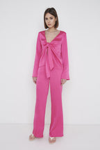Ashley Tie Drape Top - Fuchsia