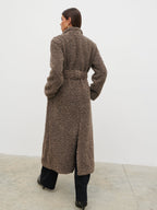 Atlas Boucle Funnel Neck Longline Coat - Mushroom