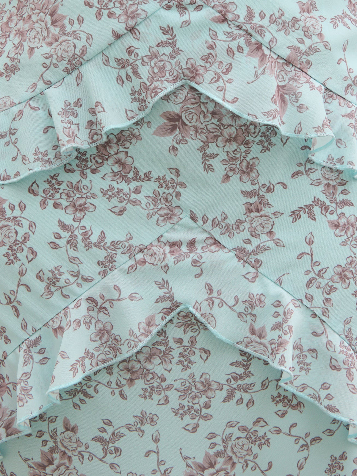 Aurelia Ruffle Maxi Dress Curve - Seaspray and Brown Floral