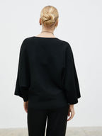 Aurelie Drape Sleeve Knit Jumper - Black