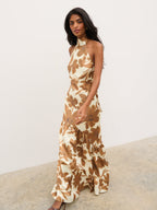 Avery High Neck Backless Maxi Dress - Autumn Petal