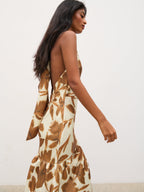 Avery High Neck Backless Maxi Dress - Autumn Petal