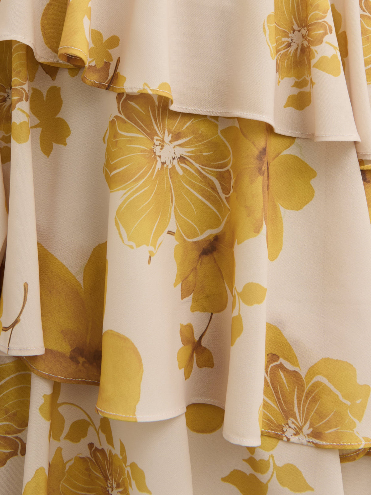 Beatris Backless Ruffle Midaxi Dress - Yellow Ochre Floral