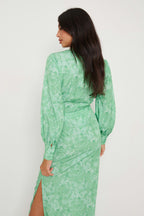 Bec Drawstring Top - Green Abstract Floral