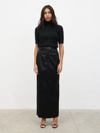 Alia Fluffy High Neck Knit Top - Black