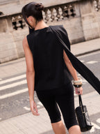 Breya Scarf Satin Top - Black