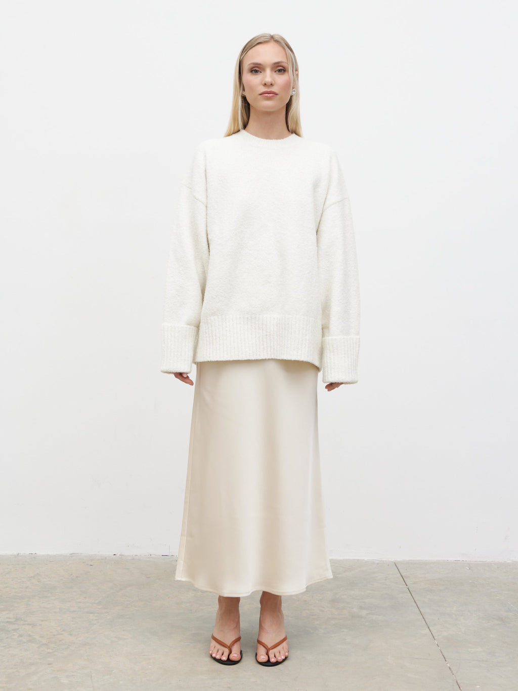 Breya Satin Midaxi Skirt - Oyster