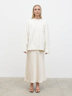 Breya Satin Midaxi Skirt - Oyster