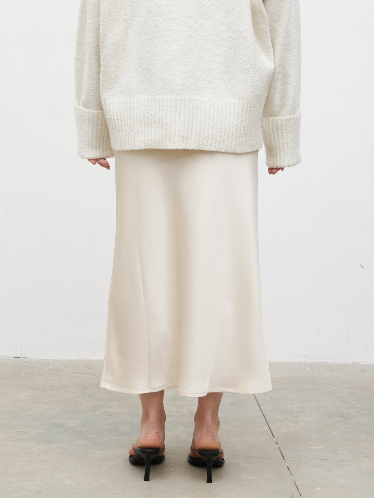 Breya Satin Midaxi Skirt - Oyster