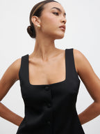 Breya Satin Waistcoat - Black