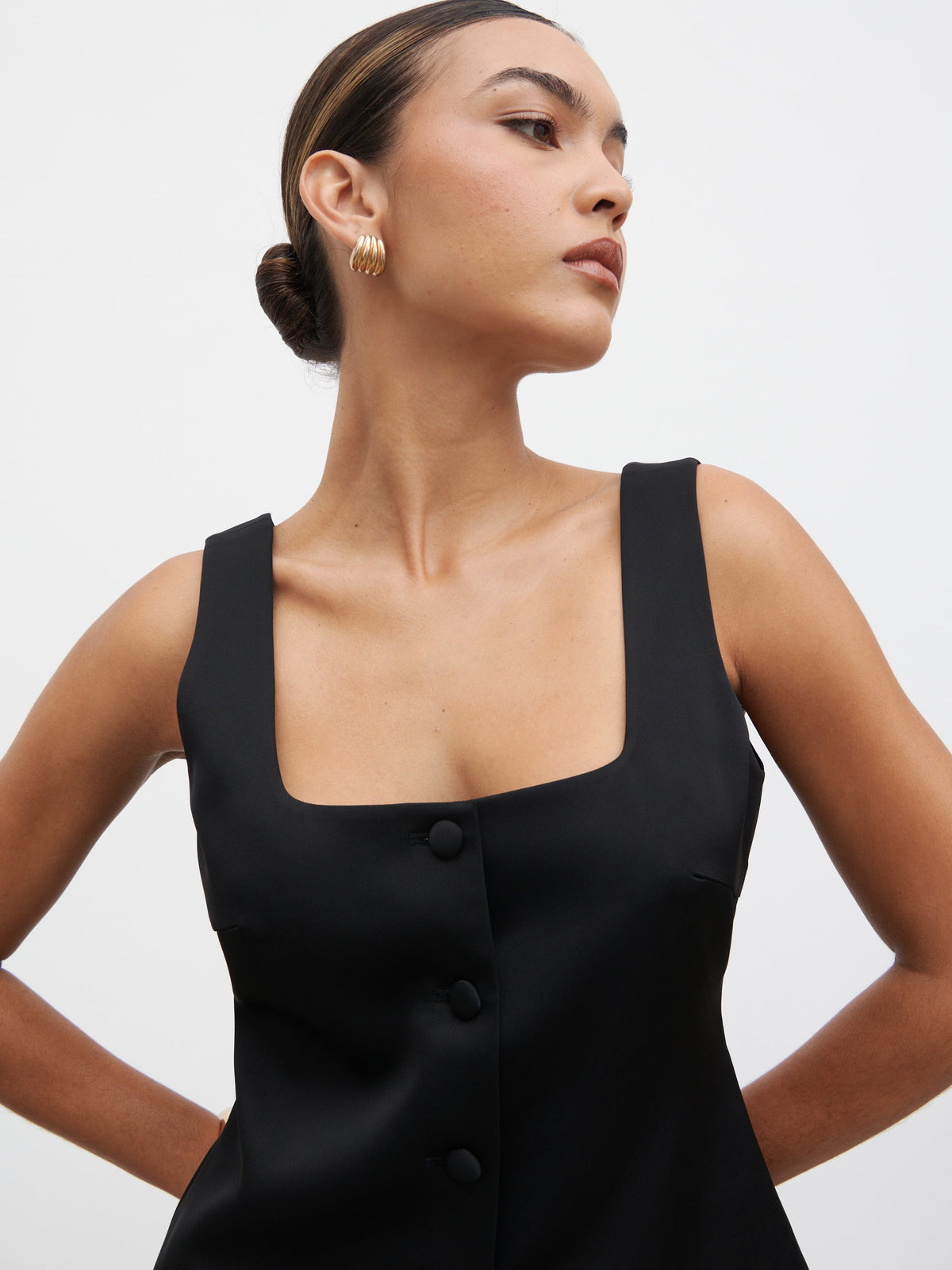 Breya Satin Waistcoat - Black