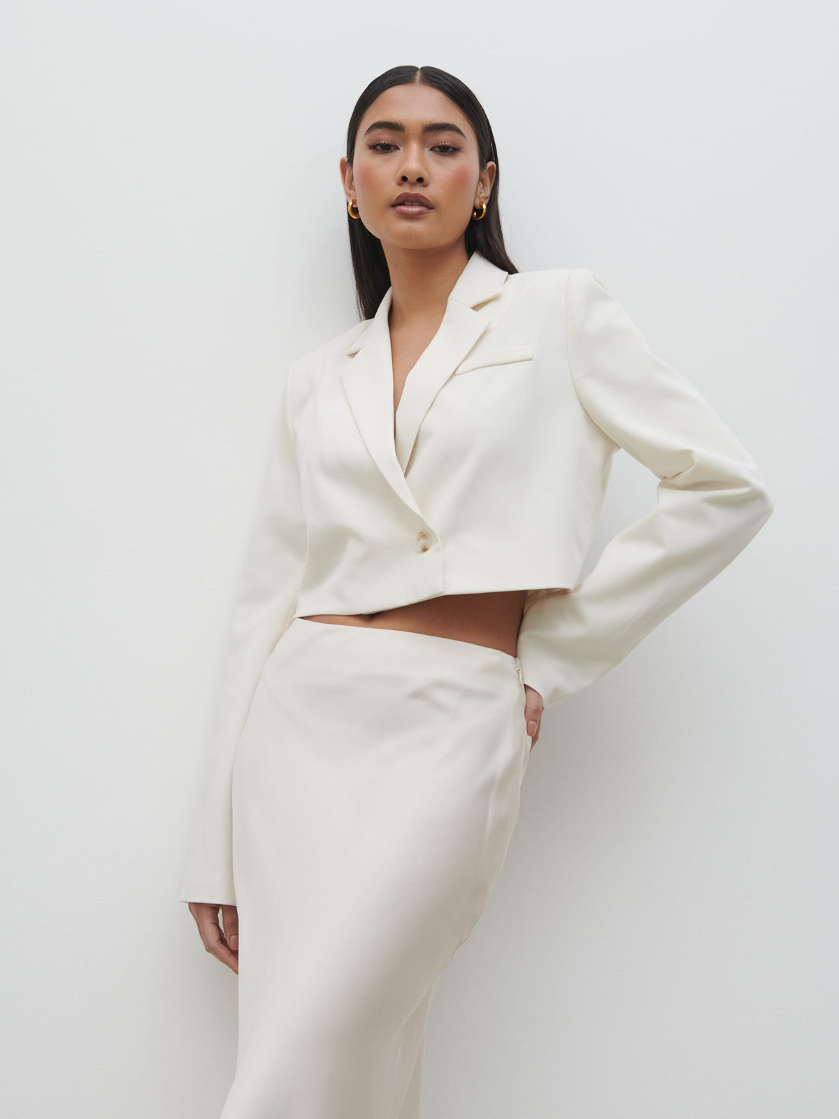 Breya Satin Midaxi Skirt - Oyster