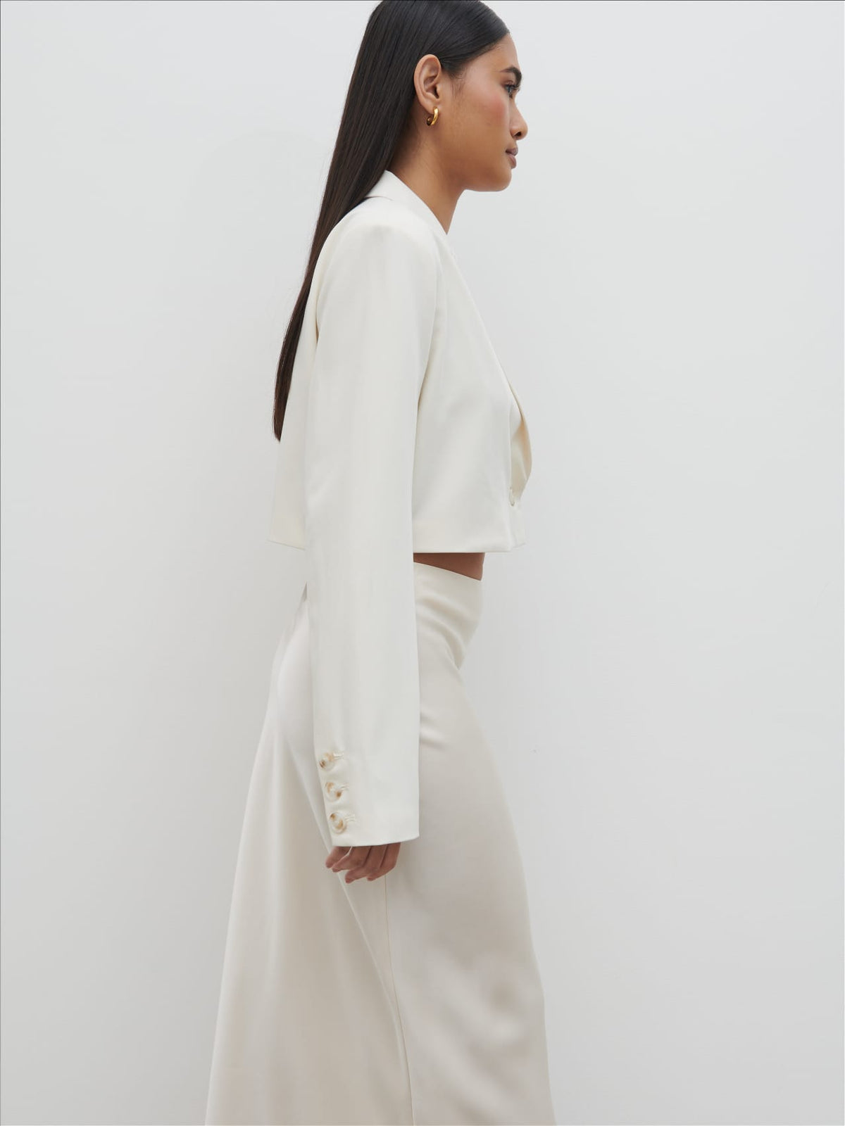 Breya Satin Midaxi Skirt - Oyster