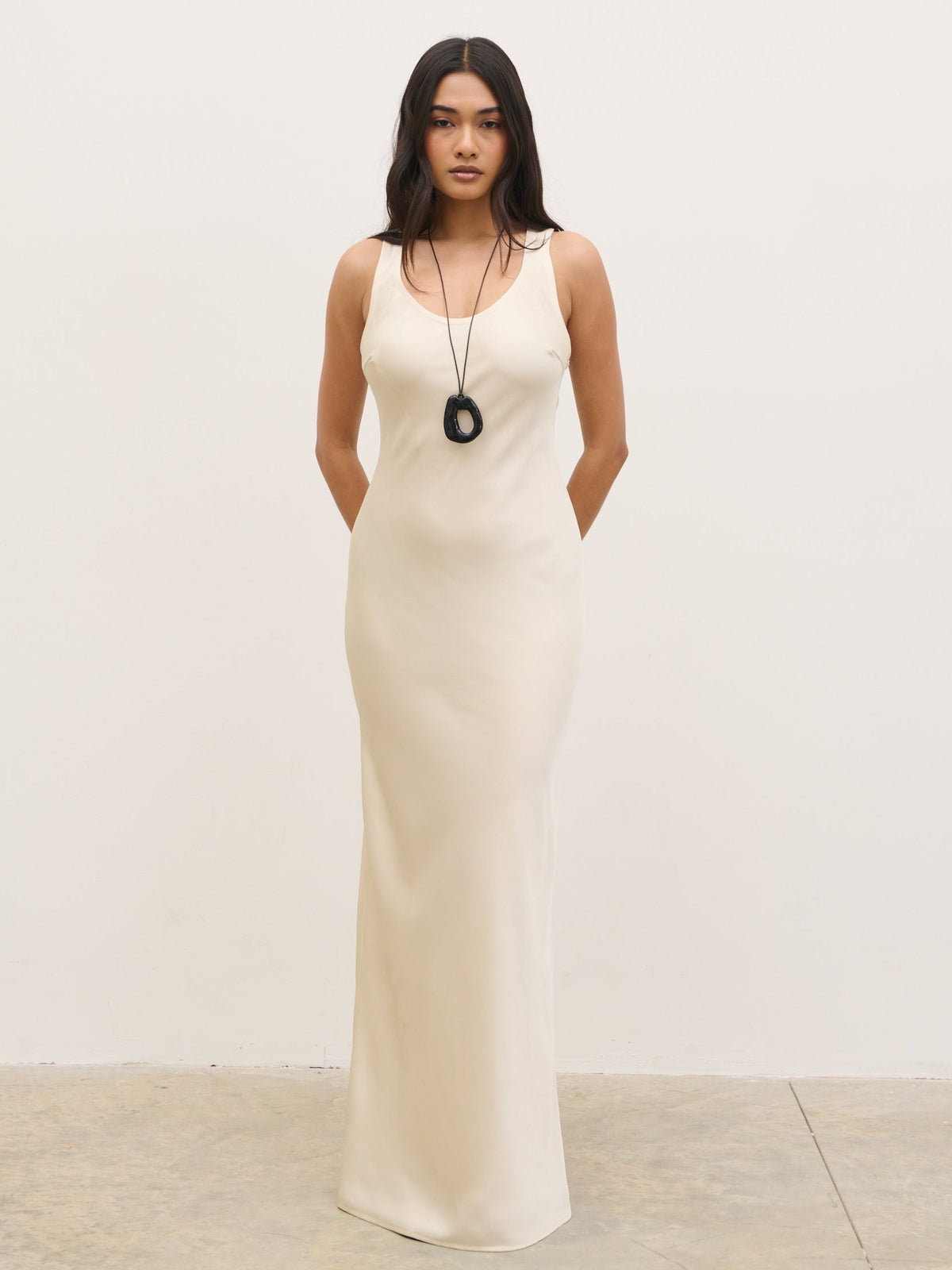 Breya Sleeveless Slip Maxi Dress - Oyster
