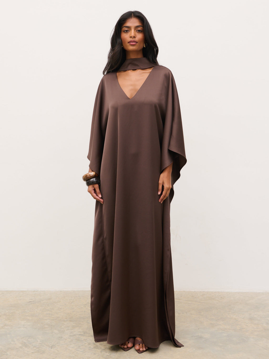 Briarlee Kimono Maxi Dress - Chocolate Brown