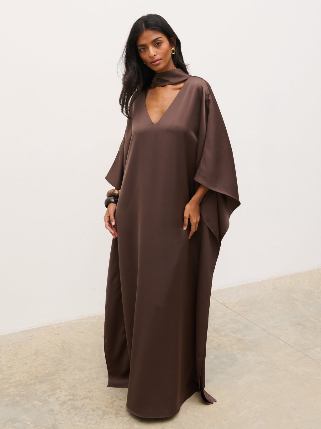 Briarlee Kimono Maxi Dress - Chocolate Brown