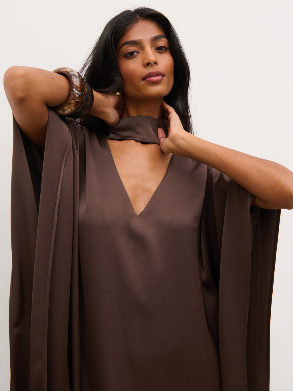Briarlee Kimono Maxi Dress - Chocolate Brown