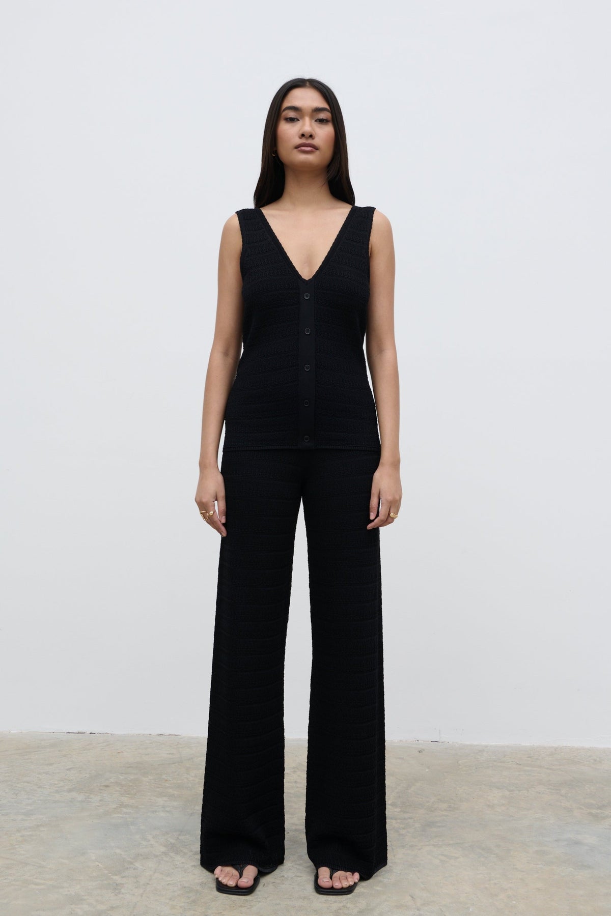 Bridget Crochet Knit Top - Black