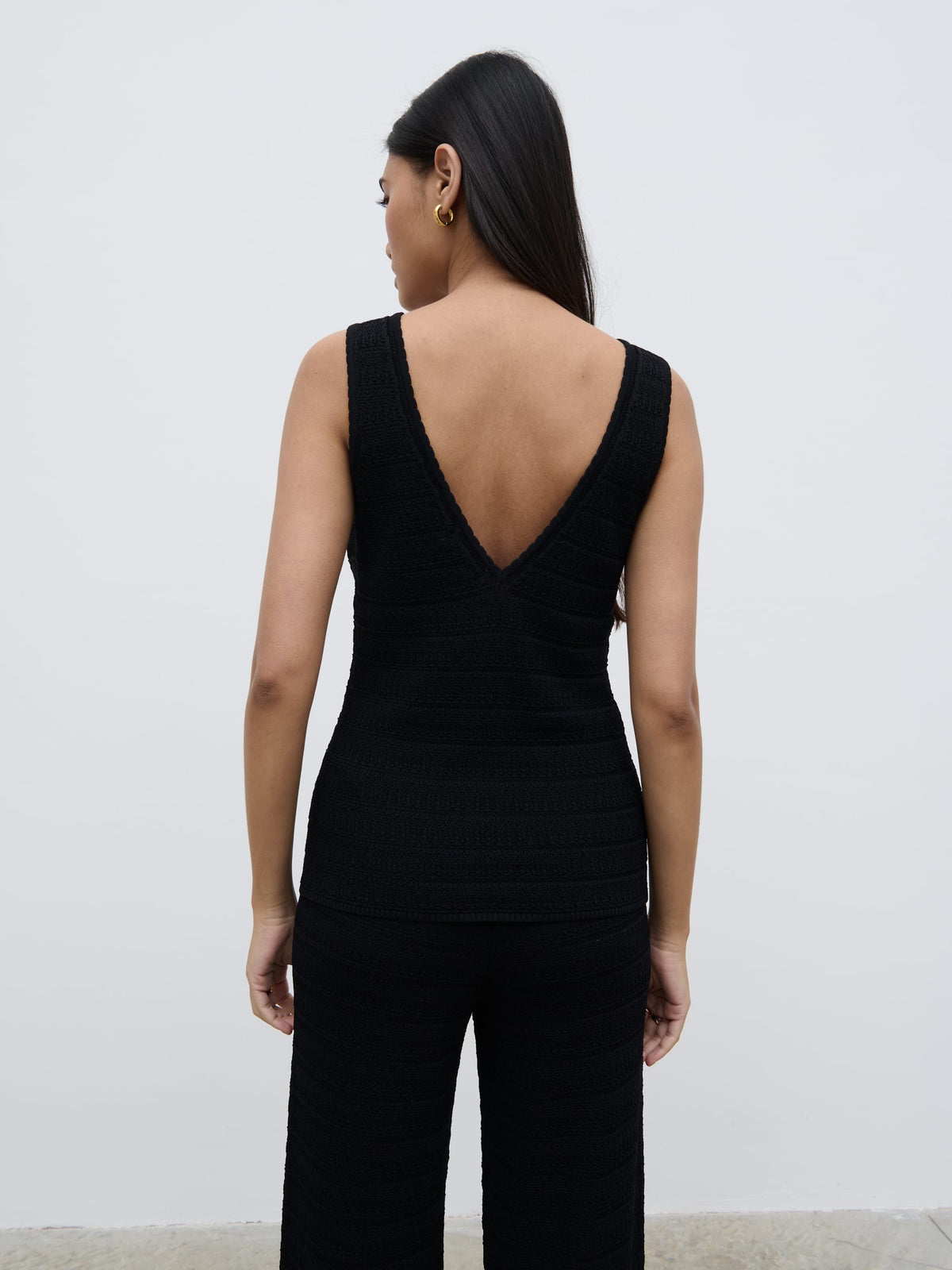 Bridget Crochet Knit Top - Black