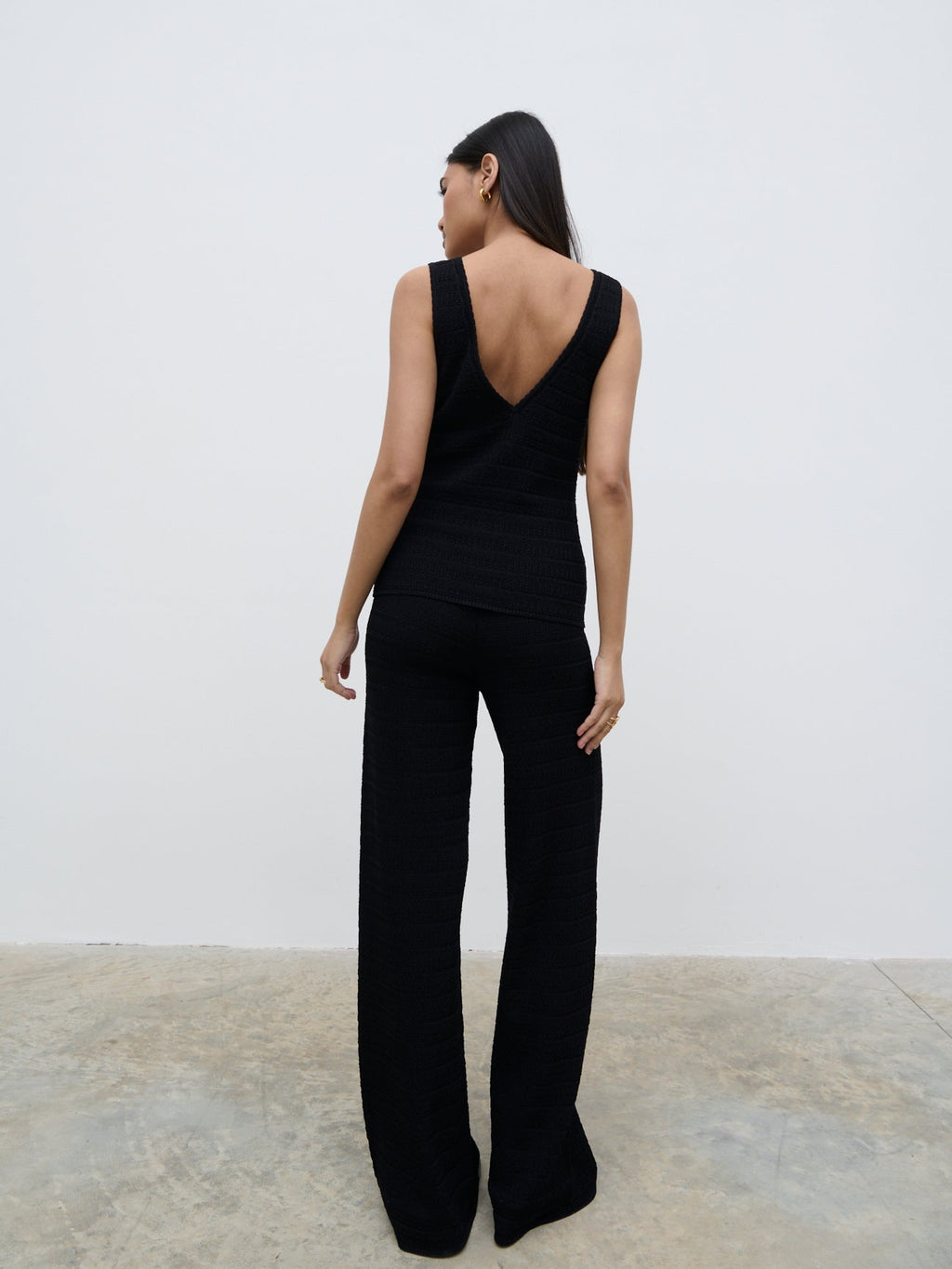 Bridget Crochet Knit Top - Black