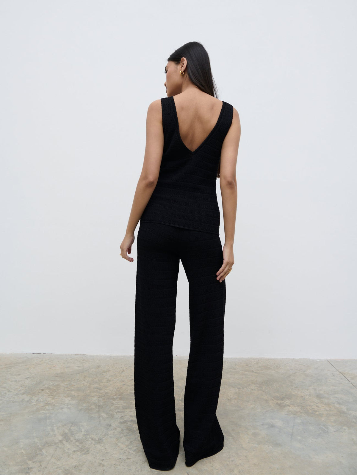 Bridget Crochet Knit Top - Black