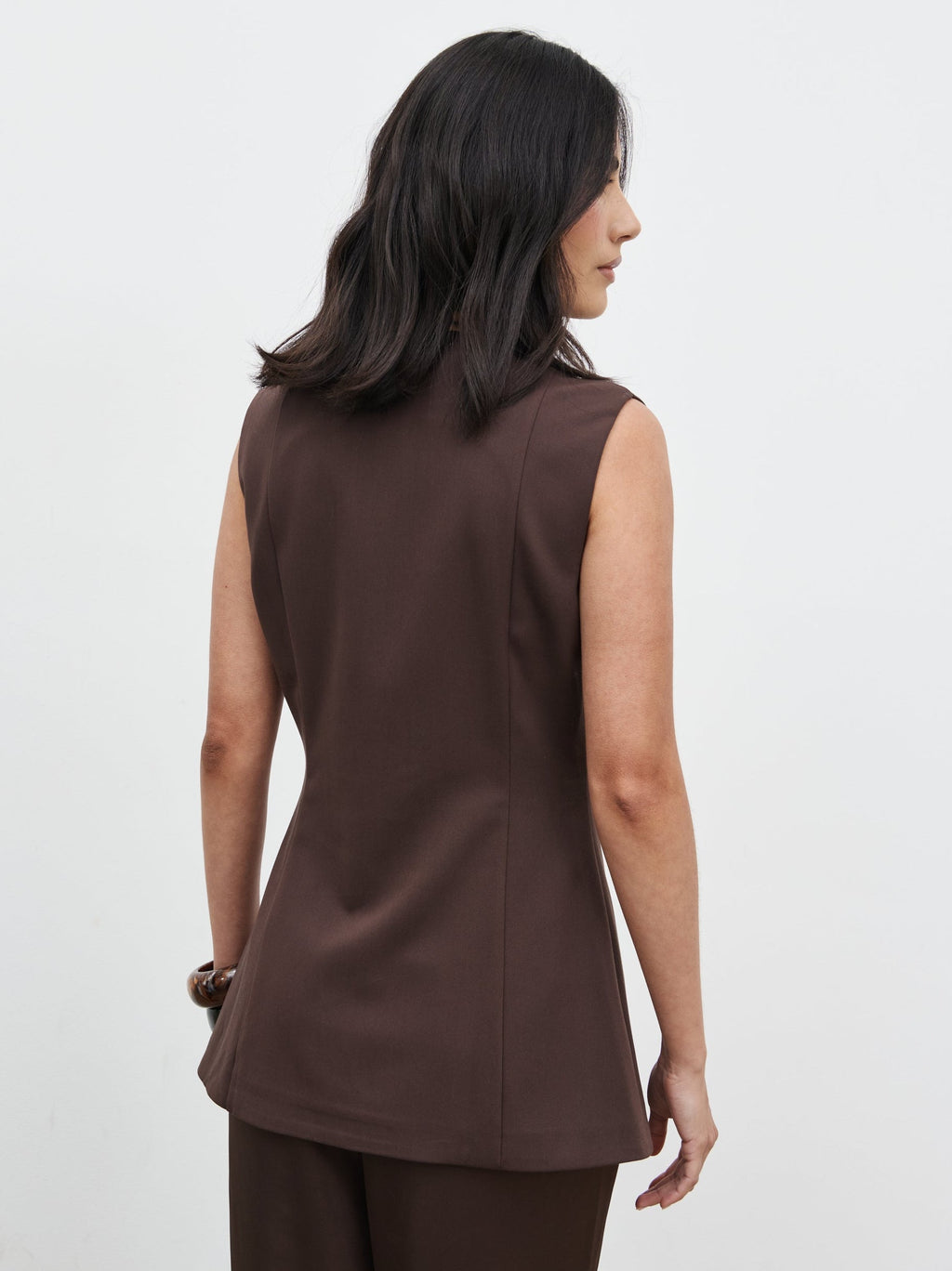 Brylee Asymmetric Button Waistcoat - Brown
