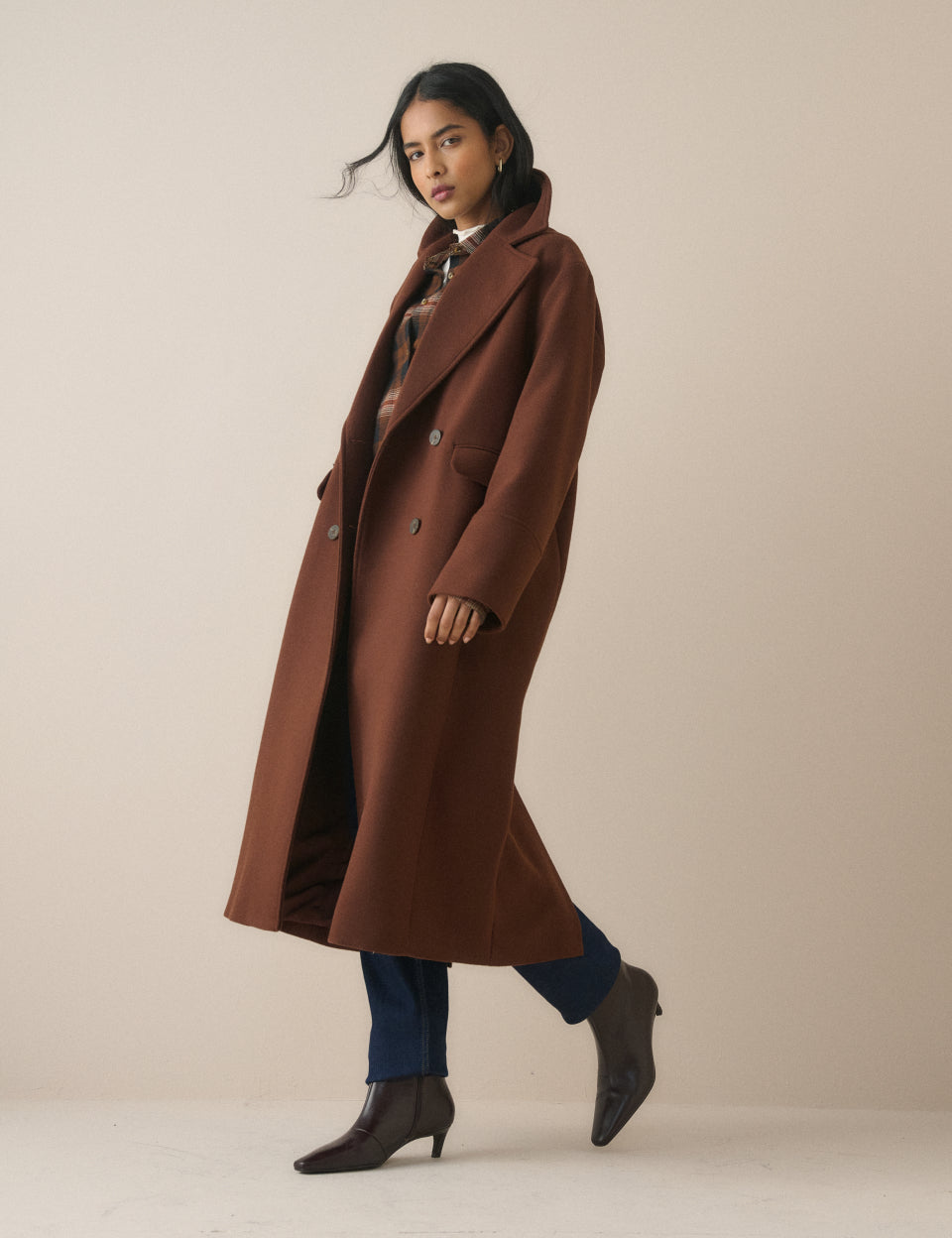 Brown Wool-Blend Coat