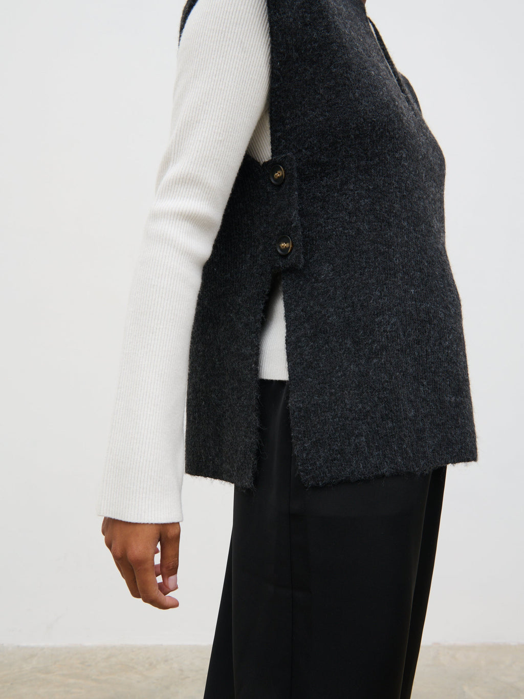 Cadence Knit Tabbard Vest - Charcoal