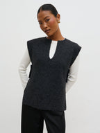 Cadence Knit Tabbard Vest - Charcoal