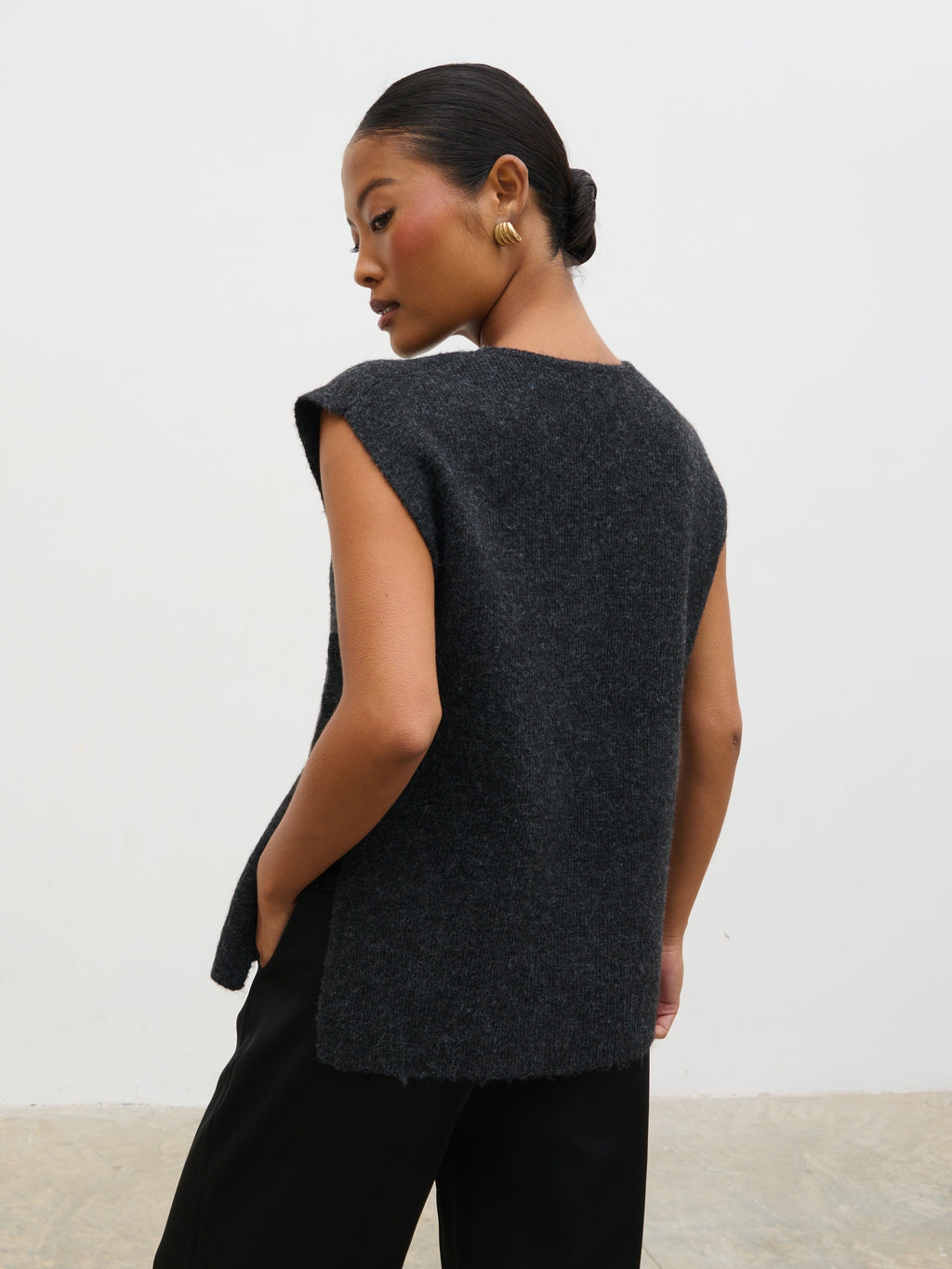 Cadence Knit Tabbard Vest - Charcoal