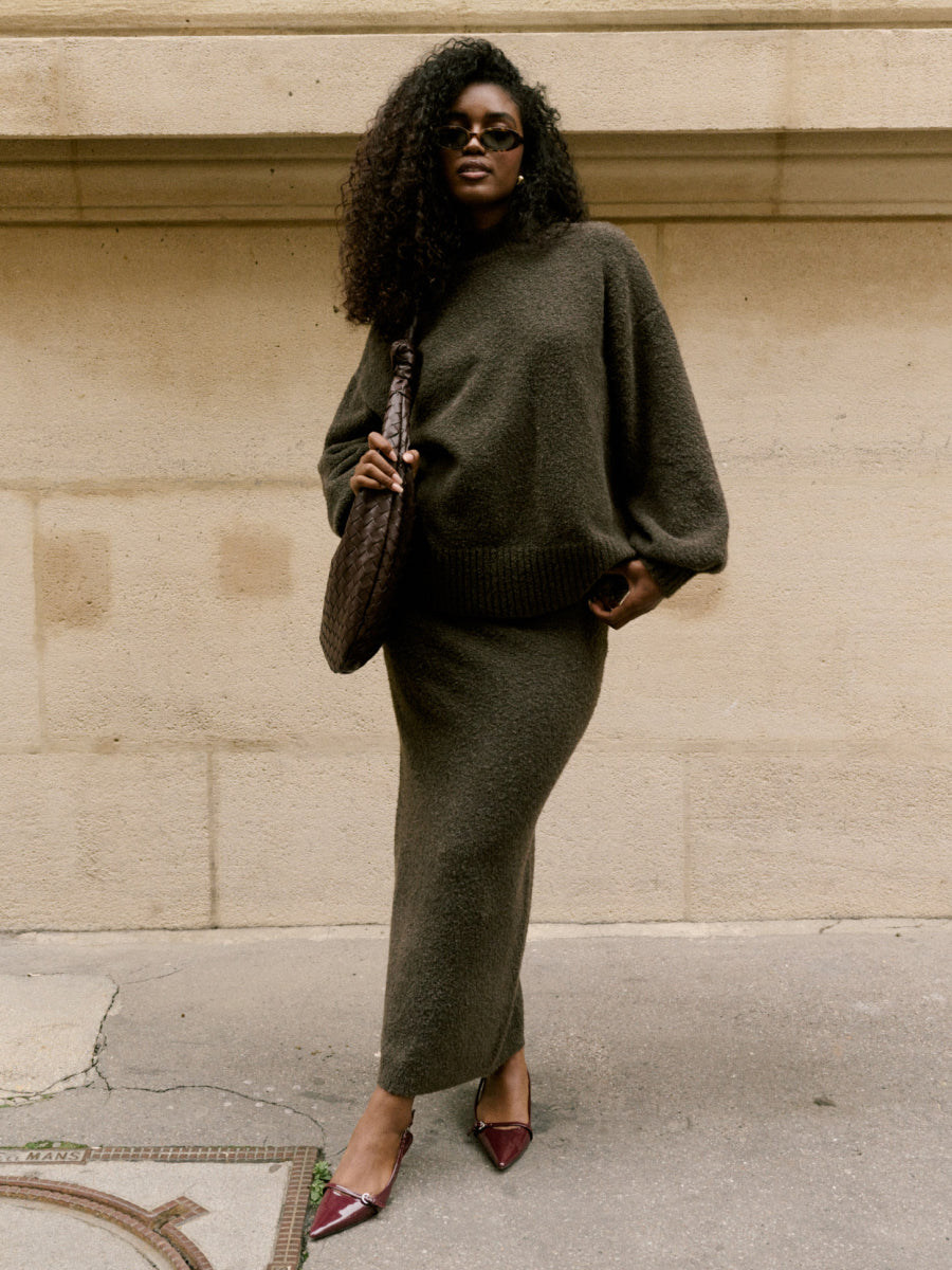 Camille Midaxi Knit Skirt - Bark