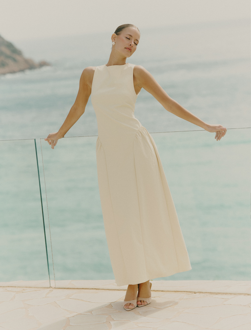 Sylvie Slash Neck Midaxi Dress - Lemon
