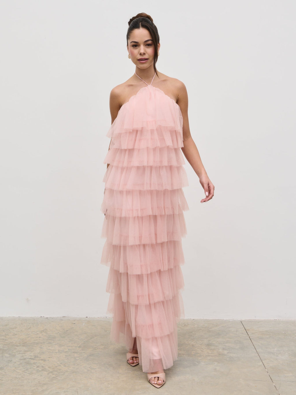 Carri Tulle Maxi Dress - Peony Pink