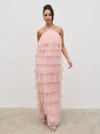 Carri Tulle Maxi Dress - Peony Pink