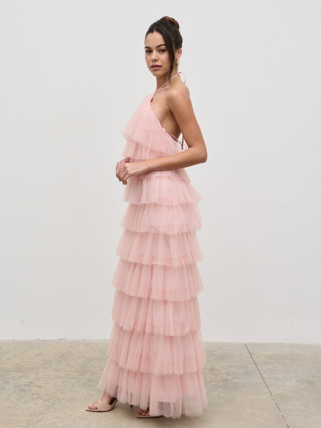 Carri Tulle Maxi Dress - Peony Pink