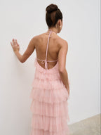 Carri Tulle Maxi Dress - Peony Pink