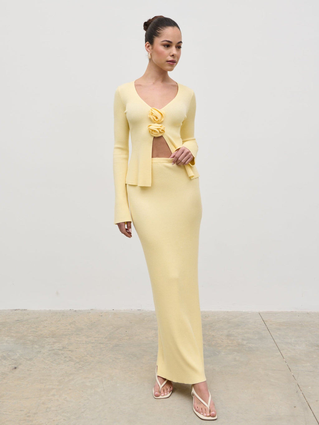 Clemmie Knit Maxi Skirt - Pale Lemon