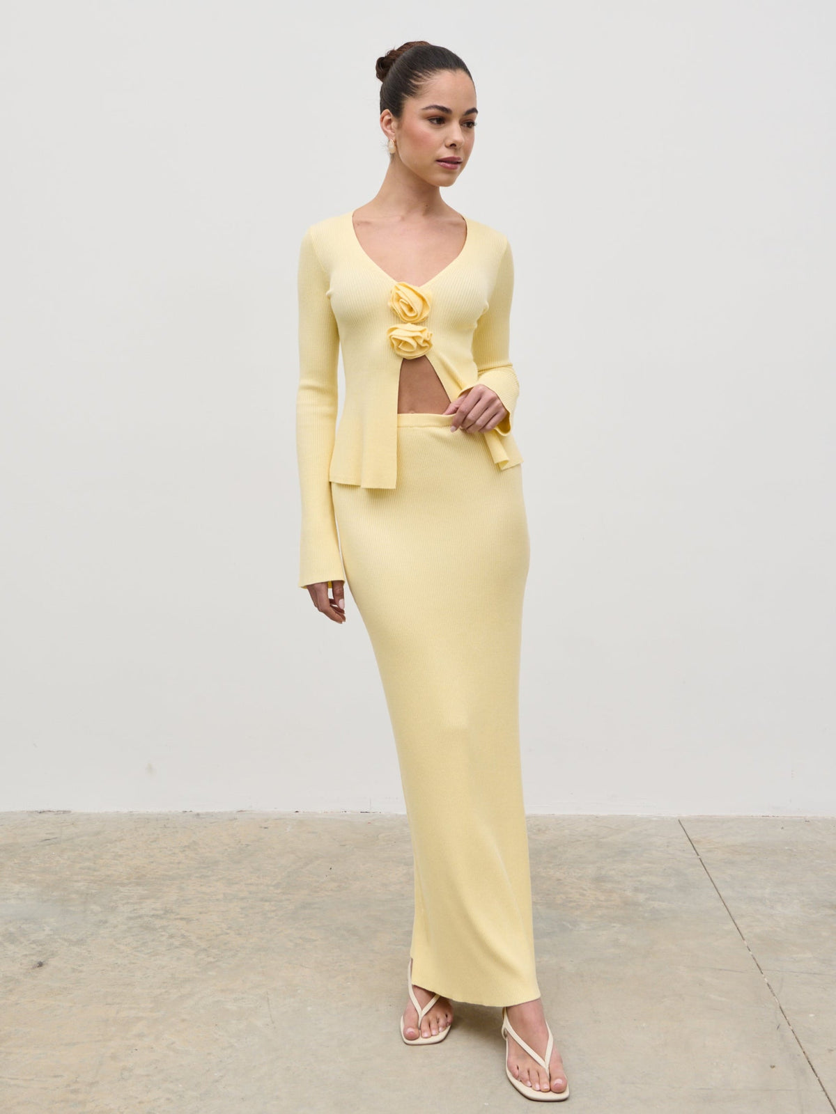 Clemmie Knit Maxi Skirt - Pale Lemon