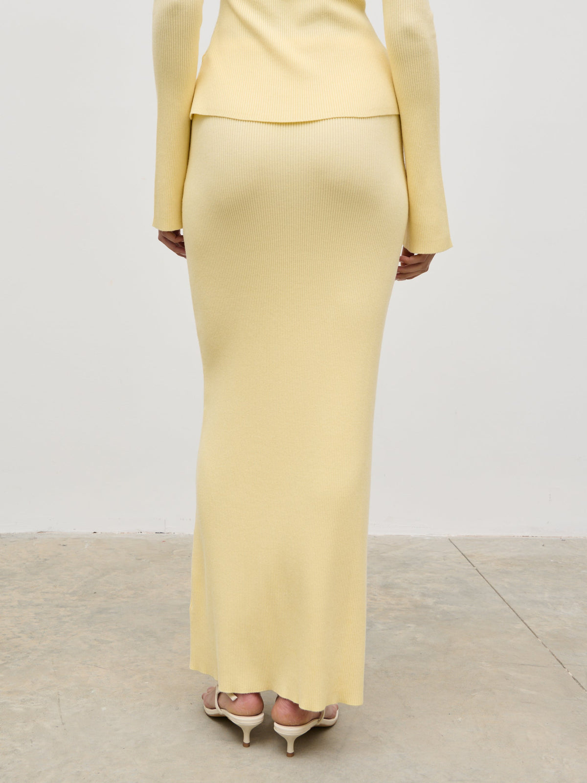 Clemmie Knit Maxi Skirt - Pale Lemon