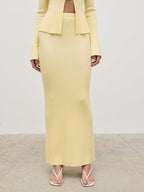 Clemmie Knit Maxi Skirt - Pale Lemon