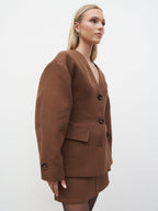 Colby Collarless Jacket - Brown