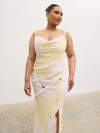 Constance Ruffle Maxi Dress Curve - Watercolour Poppy