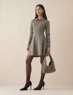 Grey Houndstooth Jersey Corey Mini Dress