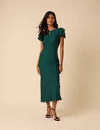 Green Frill Sleeve Lola Midi Dress
