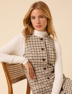 Beige Gingham Check Ellie Mini Pinafore Dress