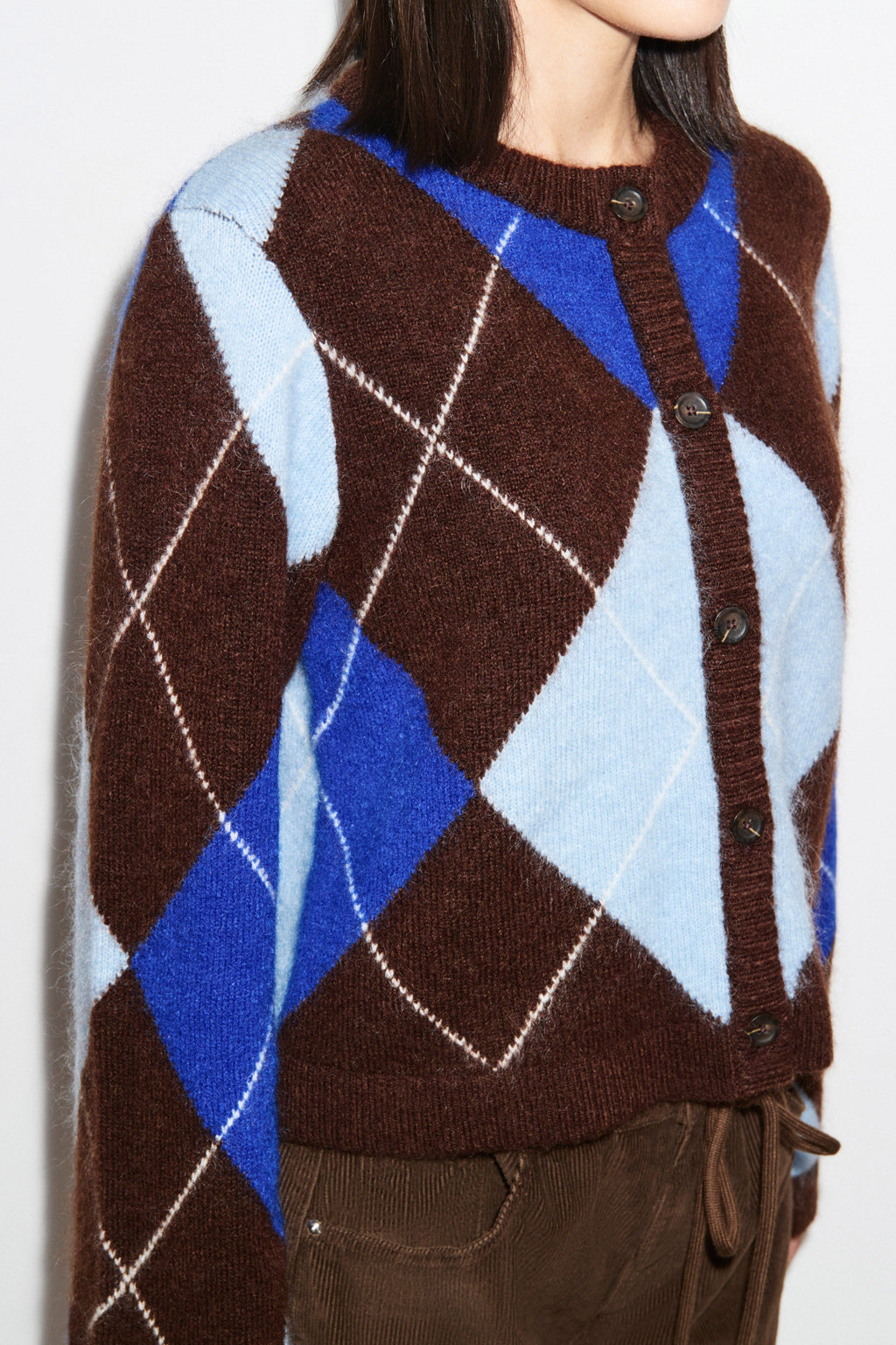 Deana Knitted Argyle Cardigan