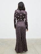 Delilah Asymmetric Maxi Jersey Dress - Polka Dot