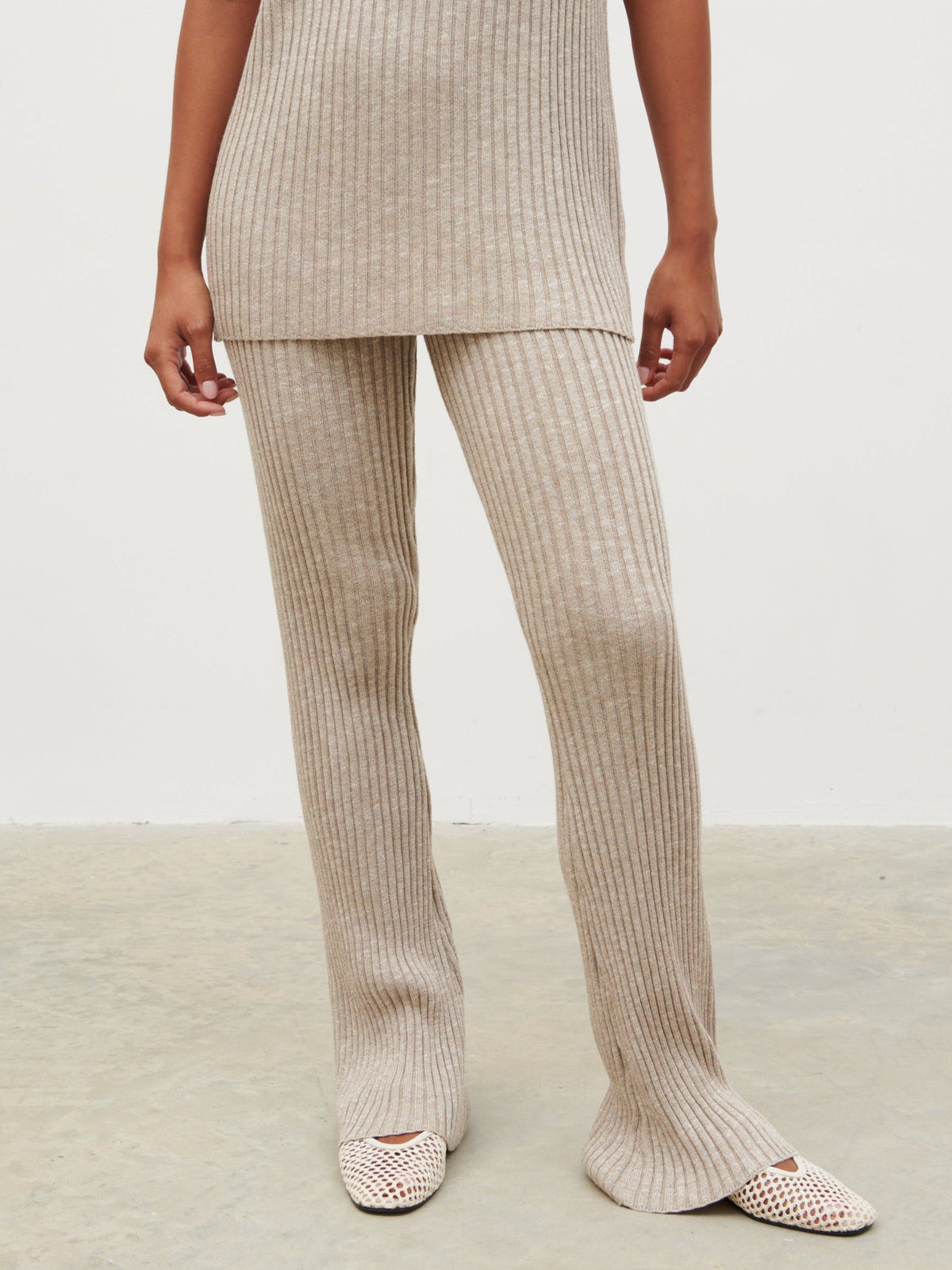 Dionne Knit Trousers - Taupe Marl